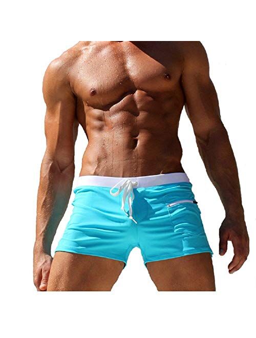 YAVOCOS Mens Quick Dry Swim Trunk Beach Board Swimwear Shorts with Front Zipper Pockets