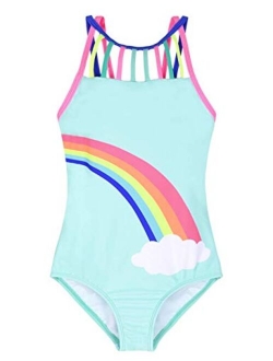 Girl's One Piece Swimsuit Crossback Cute Print Sailor Bathing Suit Kids Swimwear