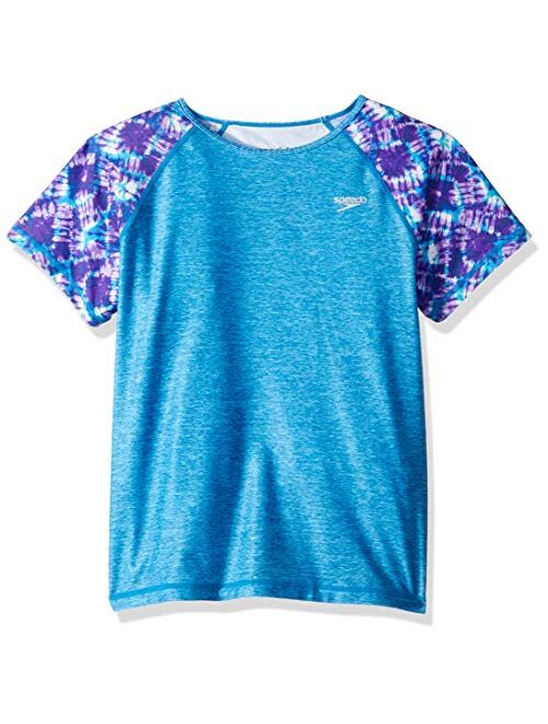 Speedo Girl's UV Swim Shirt Short Sleeve Printed Rashguard
