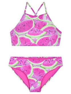 Cadocado Girls Bikini Swimsuit Cross Back Beach Sport Ruffle Swimwear Bathing Suit