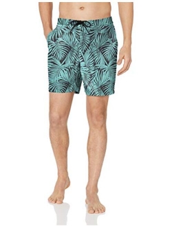 Amazon Brand - 28 Palms Men's 7" Inseam Tropical Hawaiian Print Cotton Nylon Swim Board Short