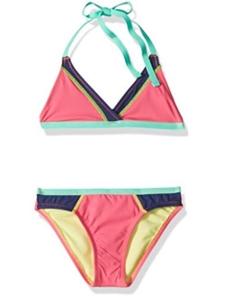 Hobie Girls' Big Triangle Halter Bikini Top and Hipster Bottom Swimsuit Set