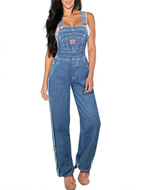 Revolt Women's Classic Denim Bib Overalls Juniors Sizes S, M, L