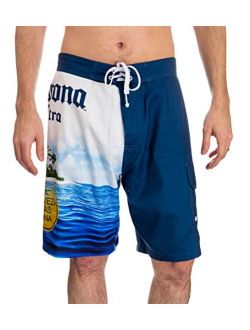 Calhoun Official Corona Mens Swim Trunk Board Shorts Summer Can Island Design