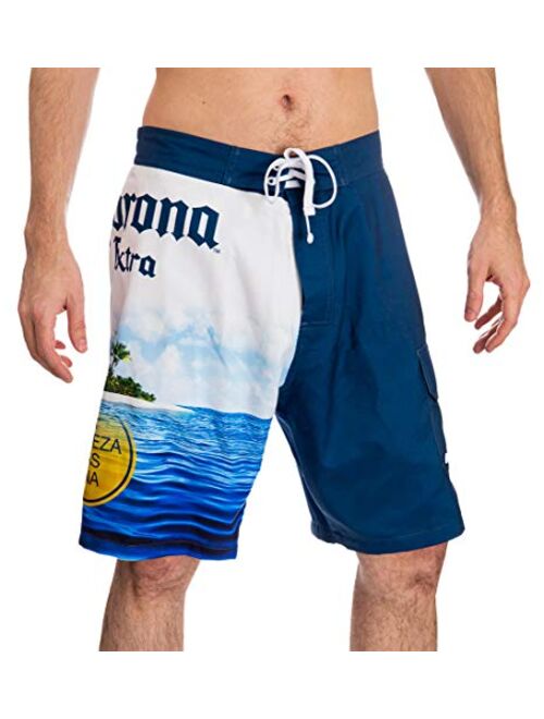 Calhoun Official Corona Mens Swim Trunk Board Shorts Summer Can Island Design