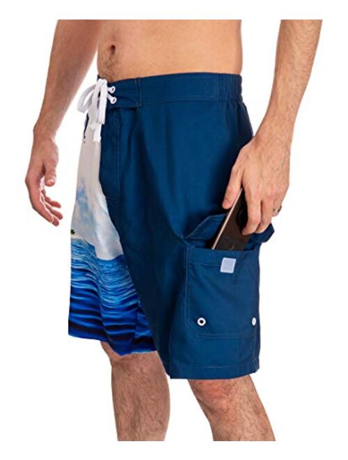 Calhoun Official Corona Mens Swim Trunk Board Shorts Summer Can Island Design