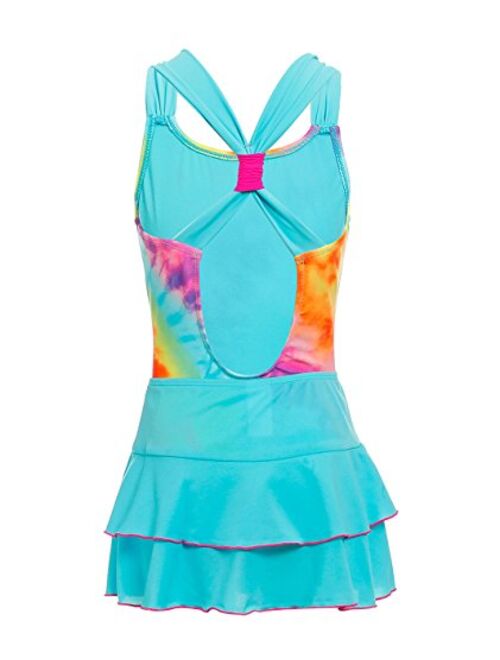 BELLOO Girls One Piece Swimsuit with Short or Dress Criss Cross Back Swimwear Bathing Suits for Girl 6-14 Years