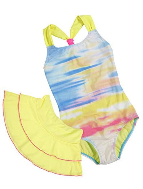 BELLOO Girls One Piece Swimsuit with Short or Dress Criss Cross Back Swimwear Bathing Suits for Girl 6-14 Years