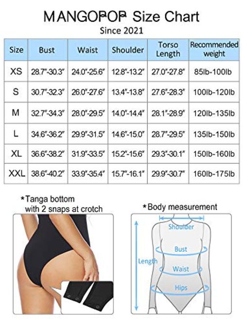 MANGOPOP Women's Scoop Neck Short Sleeve / Long Sleeve Stretchy Basic Bodysuit Jumpsuits