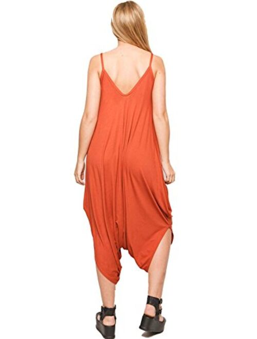 Oops Outlet Women's Thin Strap Lagenlook Romper Baggy Harem Jumpsuit Playsuit