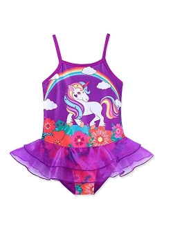 Girls Unicorn One Piece Swimsuits Bathing Suits Ruffle Swimwear Beach Tankini/Bikini/Swimming Wear Pink Blue Purple.