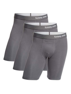 Tommy John Men's Cool Cotton Boxer Briefs - 3 Pack - No Ride-Up Comfortable Breathable Underwear for Men