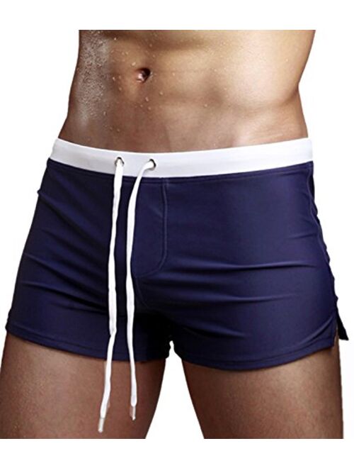 Buy ZENGVEE Men's Swim Trunks Brief Swimwear Swim Shorts with Zipper ...