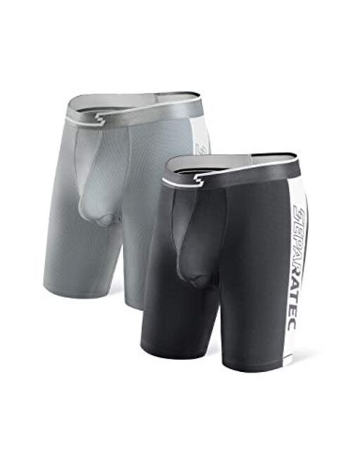 Separatec Men's Soft Basic Bamboo Rayon Separate Dual Pouch Underwear Long  Leg Boxer - Boxers - AliExpress