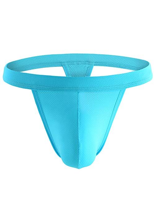 Casey Kevin Men's Thongs Underwear Sexy T-back Mesh G-string Low Rise Briefs with Elastic Waistband