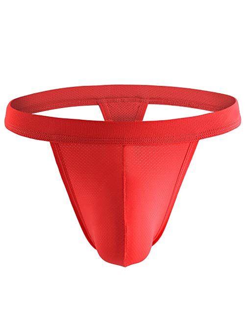 Casey Kevin Men's Thongs Underwear Sexy T-back Mesh G-string Low Rise Briefs with Elastic Waistband