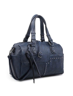 Women Soft Vegan Leather Barrel Bags Large Top Handle Totes Satchel Handbags Shoulder Purse