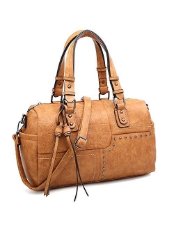 Women Soft Vegan Leather Barrel Bags Large Top Handle Totes Satchel Handbags Shoulder Purse