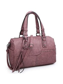 Women Soft Vegan Leather Barrel Bags Large Top Handle Totes Satchel Handbags Shoulder Purse