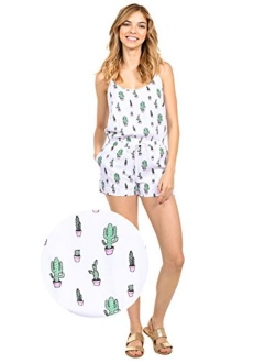 Women's Cute Summer Rompers - Patterned Flamingo Cactus Watermelon Pineapple Romper Dresses