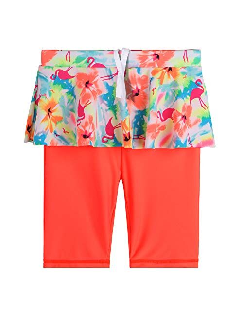 TFJH E Girls Swim Dress Long Sleeve Swimsuit Ruffle Skirt Two Pieces Sunsuit UV 50+ 3-12Y