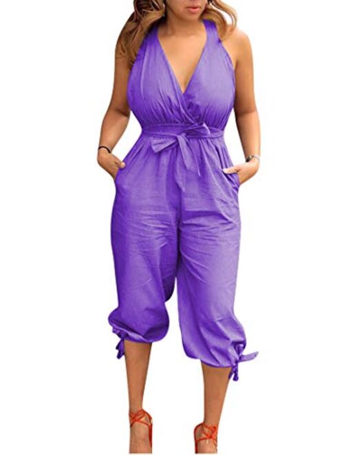 ECHOINE Women Bell Bottom Playsuit Jumpsuit, Spaghetti Strap Cold Shoulder Empire Waist Flare Pants Rompers Jumpsuits