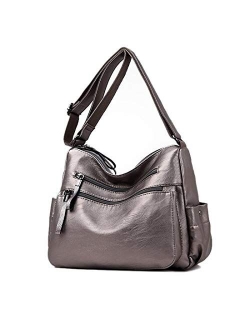 Fashion Crossbody Bag For Women Shoulder Bag Soft PU Leather Handbags Purses Multi Pocket Hobo Tote Bag