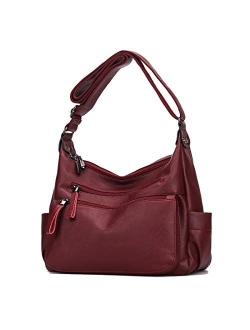 Fashion Crossbody Bag For Women Shoulder Bag Soft PU Leather Handbags Purses Multi Pocket Hobo Tote Bag