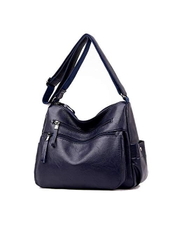 Fashion Crossbody Bag For Women Shoulder Bag Soft PU Leather Handbags Purses Multi Pocket Hobo Tote Bag