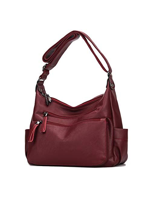 Artwell Fashion Crossbody Bag For Women Shoulder Bag Soft PU Leather Handbags Purses Multi Pocket Hobo Tote Bag