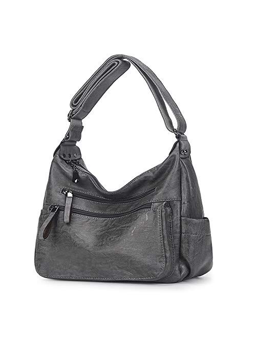 Artwell Fashion Crossbody Bag For Women Shoulder Bag Soft PU Leather Handbags Purses Multi Pocket Hobo Tote Bag