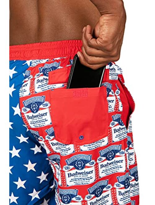 Tipsy Elves Men's American Flag Swim Trunks - Patriotic USA Stars and Stripes Swim Suit