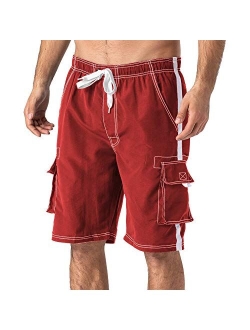 FASKUNOIE Men's Swimtrunks Quick Dry Mesh Lining Beach Swimsuit Shorts with 4 Pockets