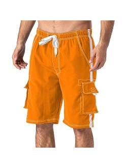 FASKUNOIE Men's Swimtrunks Quick Dry Mesh Lining Beach Swimsuit Shorts with 4 Pockets