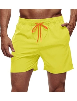 FASKUNOIE Men's Swimtrunks Quick Dry Mesh Lining Beach Swimsuit Shorts with 4 Pockets