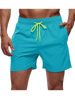 FASKUNOIE Men's Swimtrunks Quick Dry Mesh Lining Beach Swimsuit Shorts with 4 Pockets