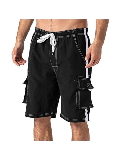 FASKUNOIE Men's Swimtrunks Quick Dry Mesh Lining Beach Swimsuit Shorts with 4 Pockets