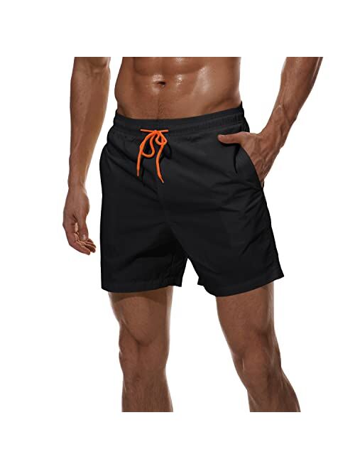 FASKUNOIE Men's Swimtrunks Quick Dry Mesh Lining Beach Swimsuit Shorts with 4 Pockets