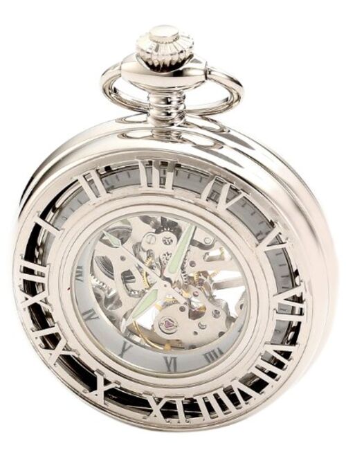 Charles-Hubert Paris Charles-Hubert, Paris 3928 Classic Collection Chrome Finish Brass Mechanical Pocket Watch