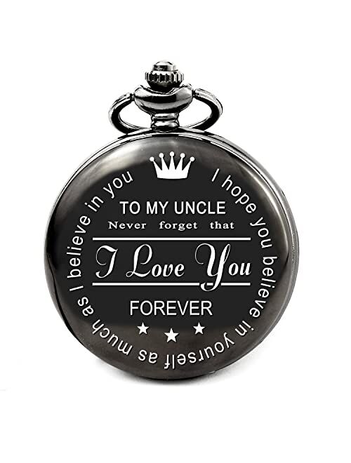 To My Son| Husband| Lover/King| Grandson, ManChDa Mens Womens Quartz Personalized Pocket Watch Engraved Engraving Customized with Chain Gift Box Gift for Son Husband Dad 