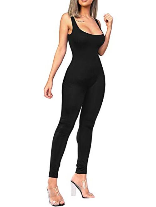 BEAGIMEG Women's Tank Tops Bodysuit Sexy Sleeveless Short Jumpsuits Rompers