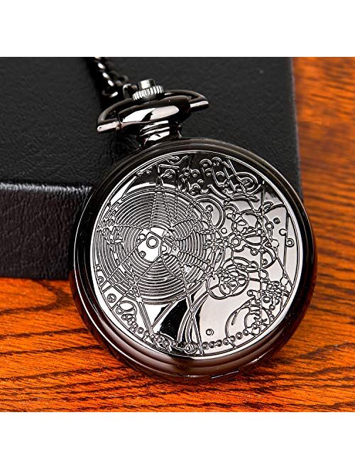 Doctor Who Pocket Watch with Chain Box for Cosplay Dr. Who 58 mm Oversized Quartz Watch Mens