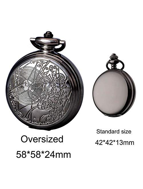 Doctor Who Pocket Watch with Chain Box for Cosplay Dr. Who 58 mm Oversized Quartz Watch Mens