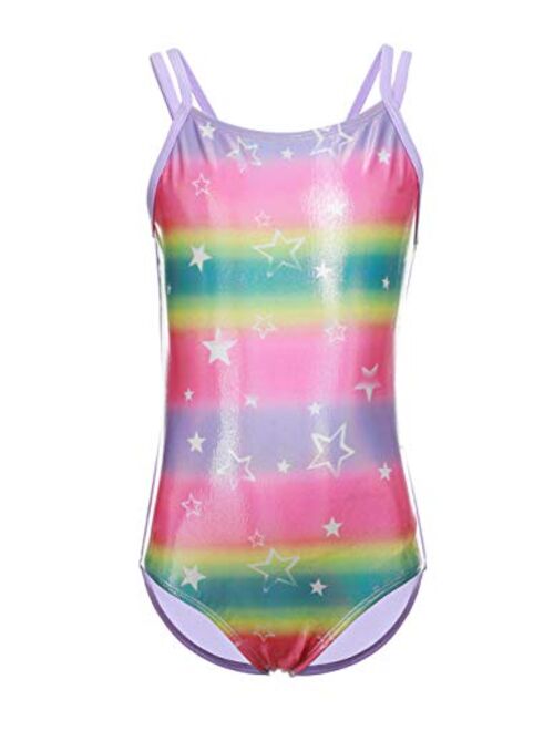 LEINASEN One Piece Swimsuits for Girls, Strap Crossback Tribal Pattern Printing Bathing Suit for Kids