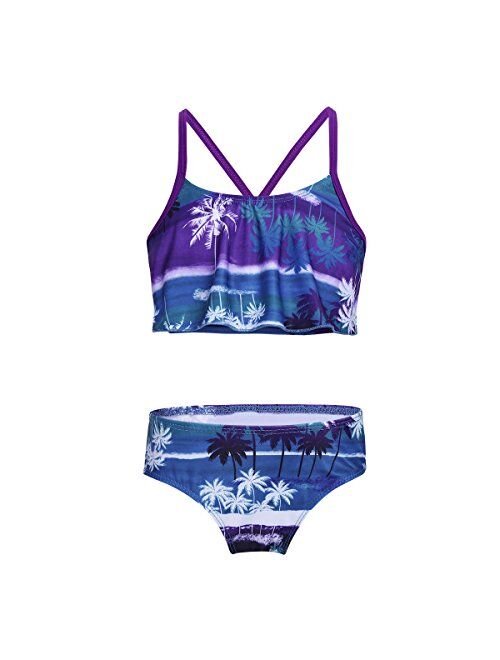 YiZYiF Big Girl's Youth Tie-Dye Swimwear Tankini Halter 2 Pieces Bathing Suit