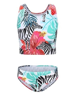 Girls Two Piece Tankini Boyshort Swimsuit Kids Swimwear Set Sun Protection Bathing Suit