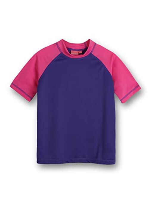 REMEETOU Surf Girl's Rash Guard Sum Protective UPF 50+ Short Sleeve Swim & Sport Shirts