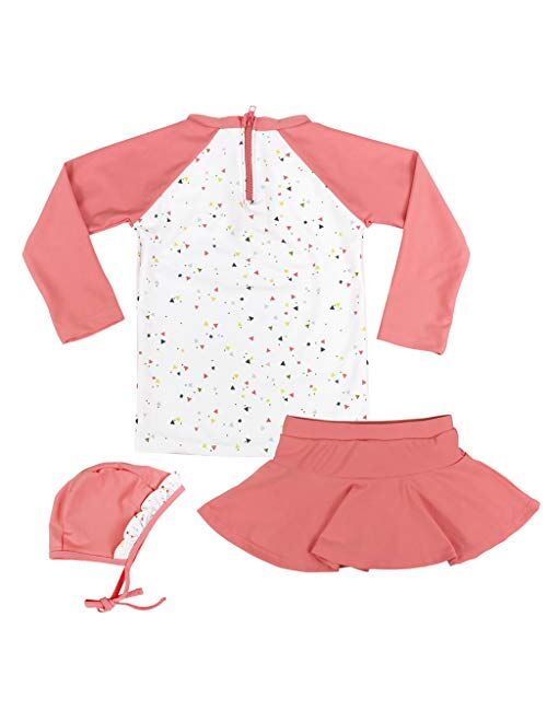 Gogokids Kids Girl Swimsuit Two-Piece Long Sleeve Rash Guard Set Bathing Suit