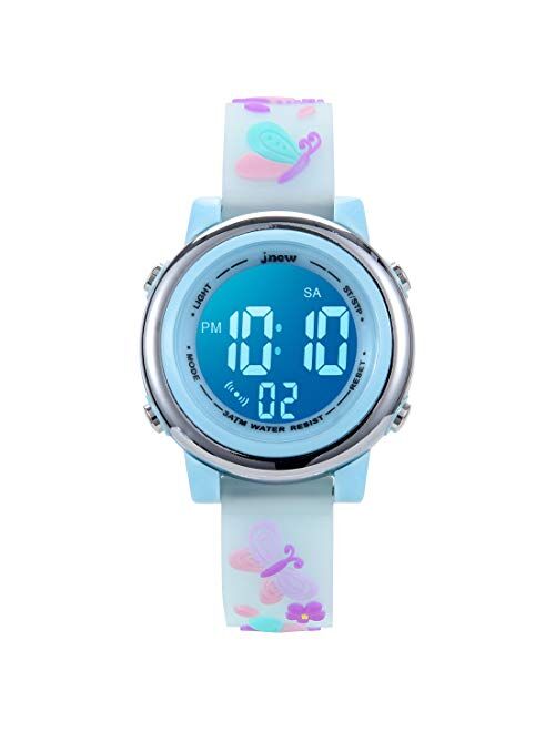 Jianxiang Kids Unicorn Digital Sport Watches for Girls Boys, Waterproof Outdoor LED Timer with 7 Colors Backlight 3D Cartoon Silicone Band Child Wristwatch