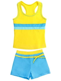 Suyye Girls Swimsuit Two Piece Tankini Swimwear with Boyshort